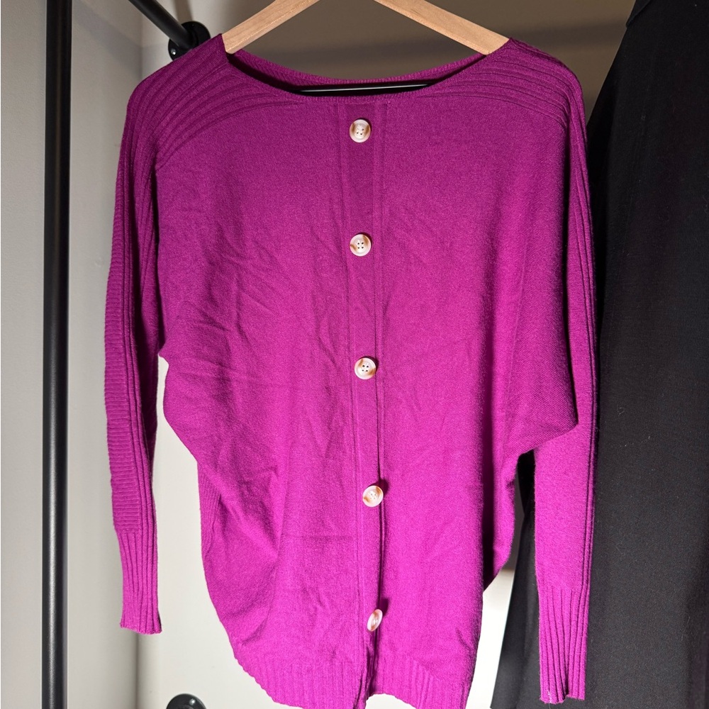 Women's Purple Button-Up Sweater